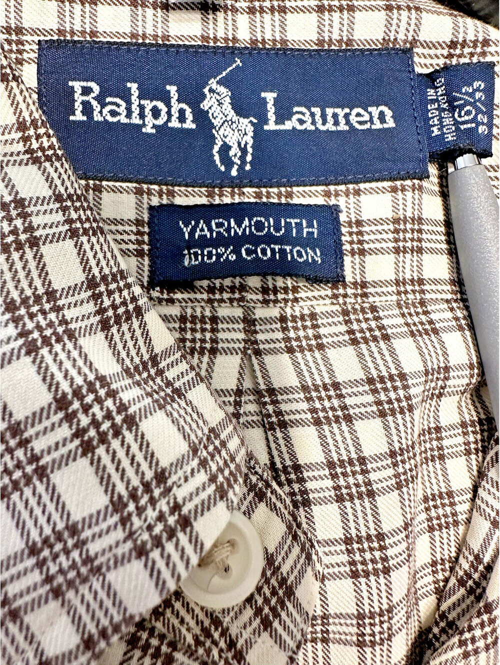 Ralph Lauren Button Down Shirt Yarmouth  Classic Mens 16.5 32/33 Plaid Heritage